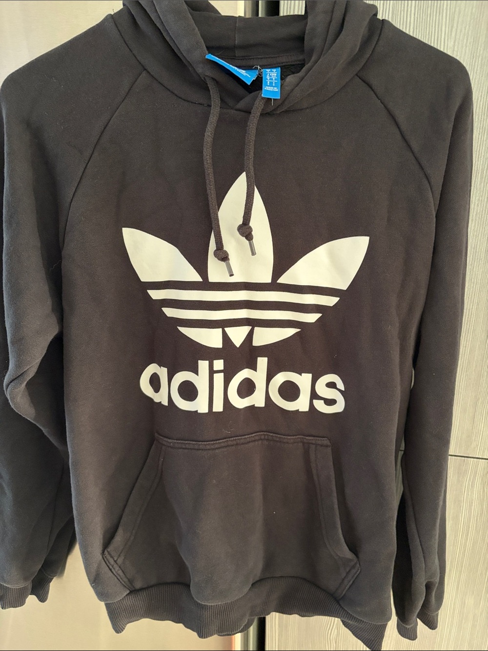 adidas Black Hoodie with White Trefoil Logo